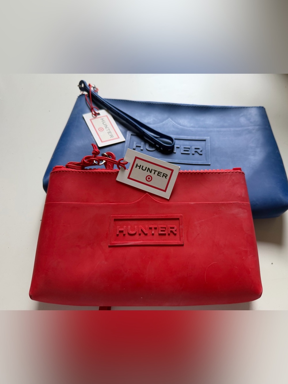 HUNTER x Target Rubber Wristlet Pouches large blue small red